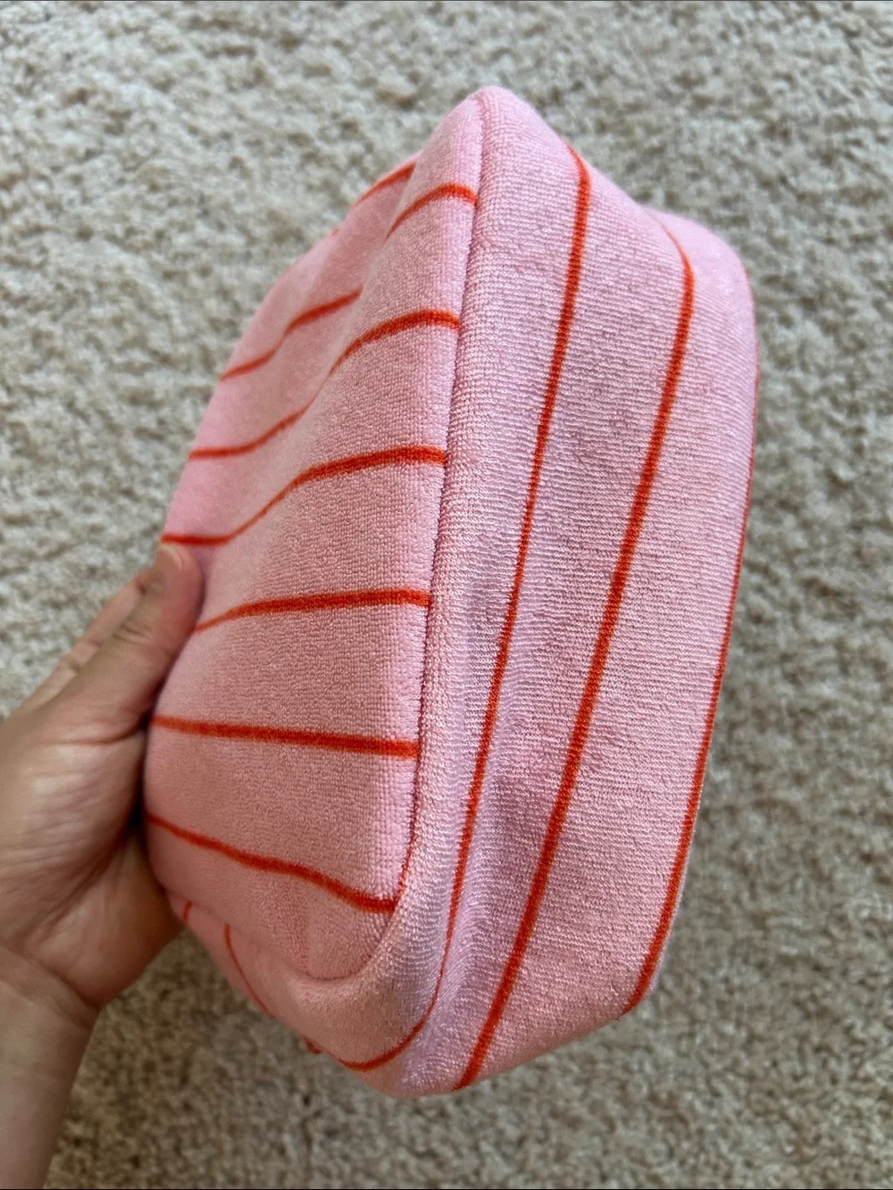 Terry pink makeup bag